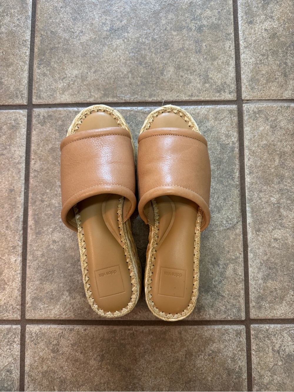 Dolce Vita Tan Slide Espadrille Wedge Slides